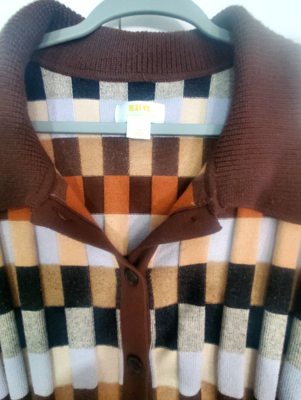 ANTHRO /MAEVE 3X EUC Checkerboard SWEATER - Picture 3 of 3